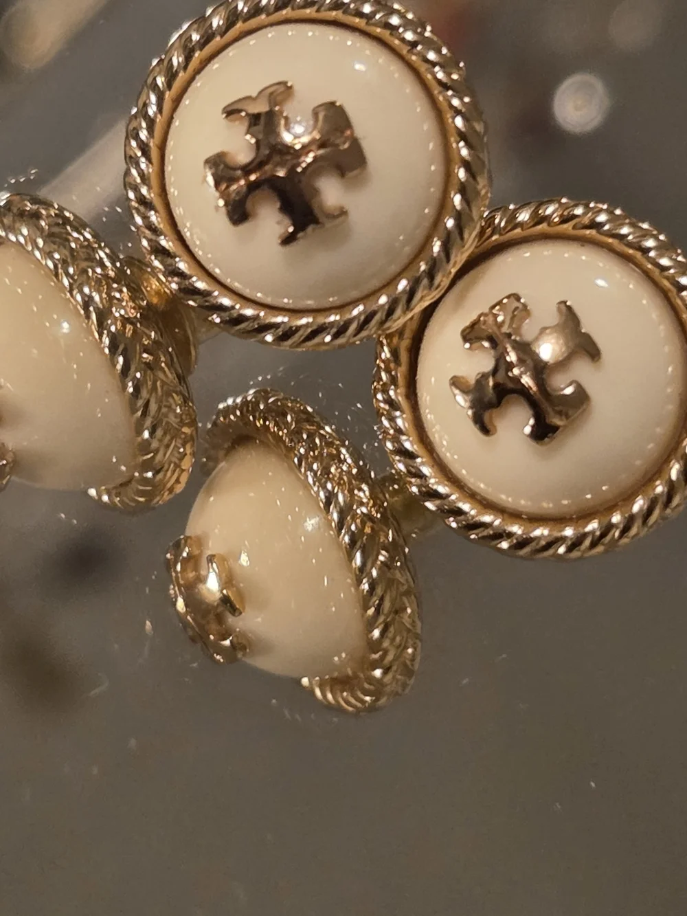 Tory Burch Rope Logo Ivory Stud Earring